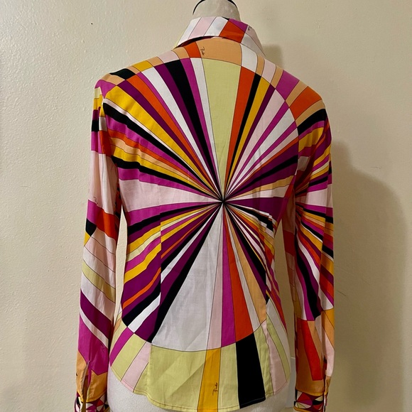 EMILIO PUCCI Iride print color Cotton long sleeves women blouse 96% Cotton - Picture 2 of 4